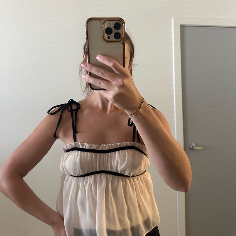 Shein Cream and Black Tank Top